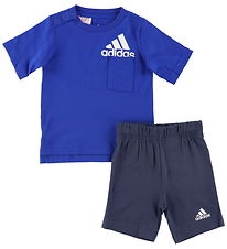 adidas Performance Set - T-Shirt/Shorts - Royal Blue/Blanc