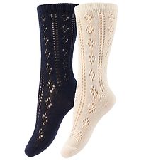 Minymo Chaussettes - 2 Pack - Crme/Marine