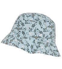 Melton bucket hat - UV50+ - Dusty Light Blue m. Flygplan