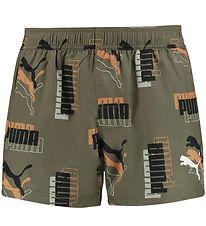 Puma Swim Trunks - Logo - Moss Green Combo