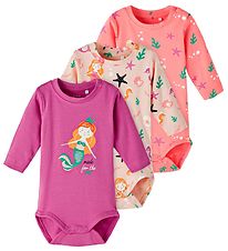 Name It Rompers l/s - NbfOcean - 3-pack - Peach Zweep