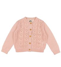 Bonton Cardigan - Knitted - Wool - Coeur - Eau De Rose