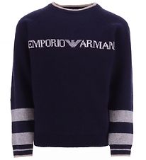 Emporio Armani Tröja - Stickad - Ull - Blue Marinblå