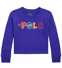 Polo Ralph Lauren Blouse - Bijgesneden - Blauw m. Tekst