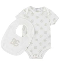 Dolce & Gabbana Gift Box - Teething Bib/Bodysuit s/s - Logo Beig