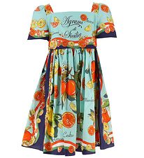 Dolce & Gabbana Dress - Capri - Turquoise w. Citrus fruits