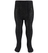 Condor Tights - Viscose - Rib - Black w. Glitter