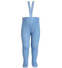 Condor Tights w. Suspenders - Wool - Azure blue