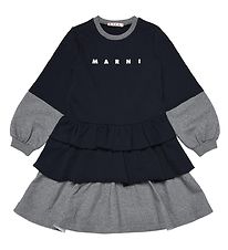 Marni Sweat Dress - Navy/Grey Melange w. Print