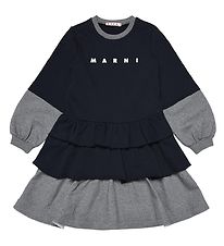 Marni Sweatkleid - Navy/Grau Meliert m. Print