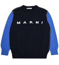 Marni Blouse - Wool - Navy/Blue w. White
