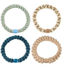 Kknekki Elastics - 4-Pack - Blue/Beige Glitter Mix