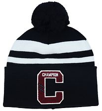 Champion Bonnet - Tricot - Ado - 2 Couches - Noir/Blanc av. Pom