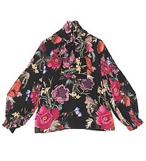 Christina Rohde Blouse - Zwart m. Bloemen