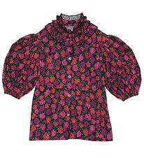 Christina Rohde Top - Black w. Flowers