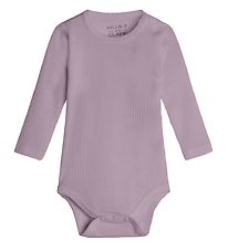Hust and Claire Bodysuit l/s - Berry - Rib - Wool - Dusty Rose