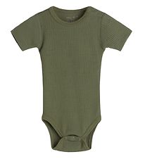 Hust and Claire Bodysuit s/s - Bet - Rib - Wool - Dusty Green