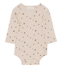 Monsieur Mini Bodysuit æ/s - Off White w. Chocolate