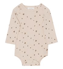 Monsieur Mini Romper l/s - Off White m. Chocolade