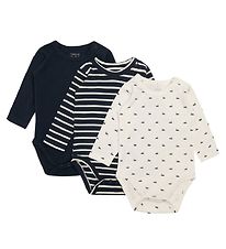 Hust and Claire Bodysuit l/s - Bertram - 3-Pack - Navy/White
