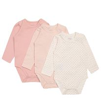 Hust and Claire Bodysuit l/s - Blue - 3-Pack - Pink/White