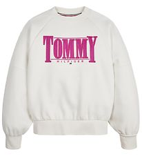Tommy Hilfiger Sweatshirt - Tommy Satijn Logo - Ivory Petal