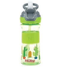 Nuby Water Bottle w. Straws - 360ml - Green