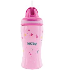 Nuby Water Bottle w. Straws - 360ml - Pink