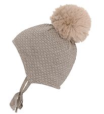 MP Baby hat w. Pom-Pom - Oslo - Wool - Light Brown Melange