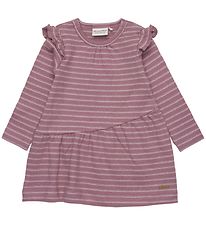 Minymo Dress - Rib - Grapeshake/Silver Striped