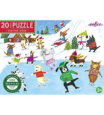 Eeboo Puzzlespiel - 20 Teile - Teile cm - Eislaufende Hunde