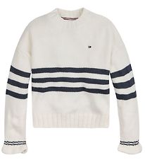 Tommy Hilfiger Trja - Stickad - Prep Stripe Sweater - Ivory Ped