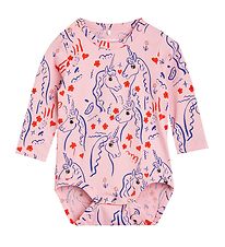 Mini Rodini Bodysuit /s - Scottish Unicorns AOP - Pink