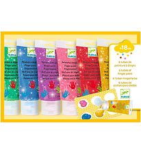 Djeco Finger Paint - 6 Colours - Glitter