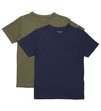 Minymo Stuttermabolur - 2 Pakki - Dark Olive