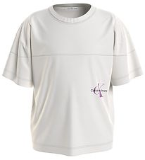 Calvin Klein T-Shirt - Monogramm aus platziertem T-Shirt - Ivory