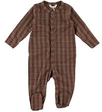Joha Jumpsuit w. Feet - Wool - Brown/Red Check