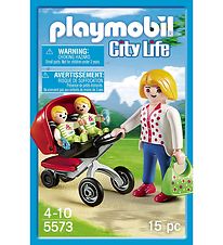 Playmobil City Life - Mother With Twin Stroller - 5573 - 15 Part