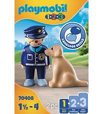 Playmobil 1.2.3 - Politieagent Med Hondje - 70408 - 2 Onderdelen
