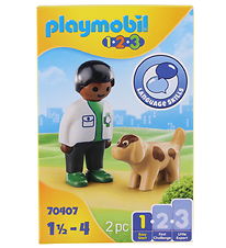Playmobil 1.2.3 - Veterinarian With Dog - 70407 - 2 Parts