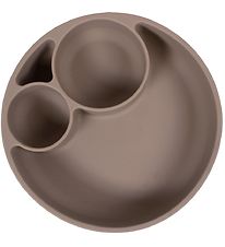Filibabba Plate - Silicone - Partitioned - Warm Grey