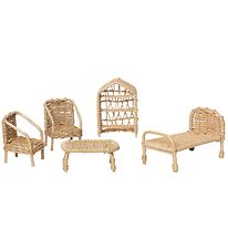 ferm Living Dolls House Furniture - 5-Pack - Rattan Dollhouse Fu