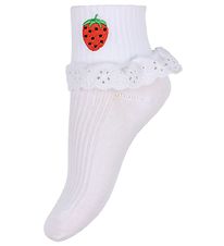 Mini Rodini Socks - Strawberries Lace - White