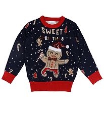 Jule-Sweaters Blouse - Cute Cookie Man - Knitted - Blue