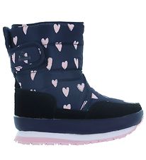 Rubber Duck Winter Boots - Navy w. Pink Hearts