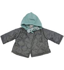Asi Doll Clothes - 43-46 cm - Quilted Jacket w. Hood - Dark Grey