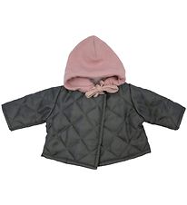 Asi Doll Clothes - 43-46 cm - Quilted Jacket w. Hood - Dark Grey