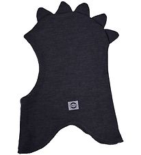 Mikk-Line Balaclava w. Dino Attacks - Wool - 2-layer - Dark Grey