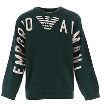 Emporio Armani Blouse - Wol/Acryl - Groen/Wit