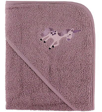 Nørgaard Madsens Baby towel - 100x100 cm - Plum w. Unicorn